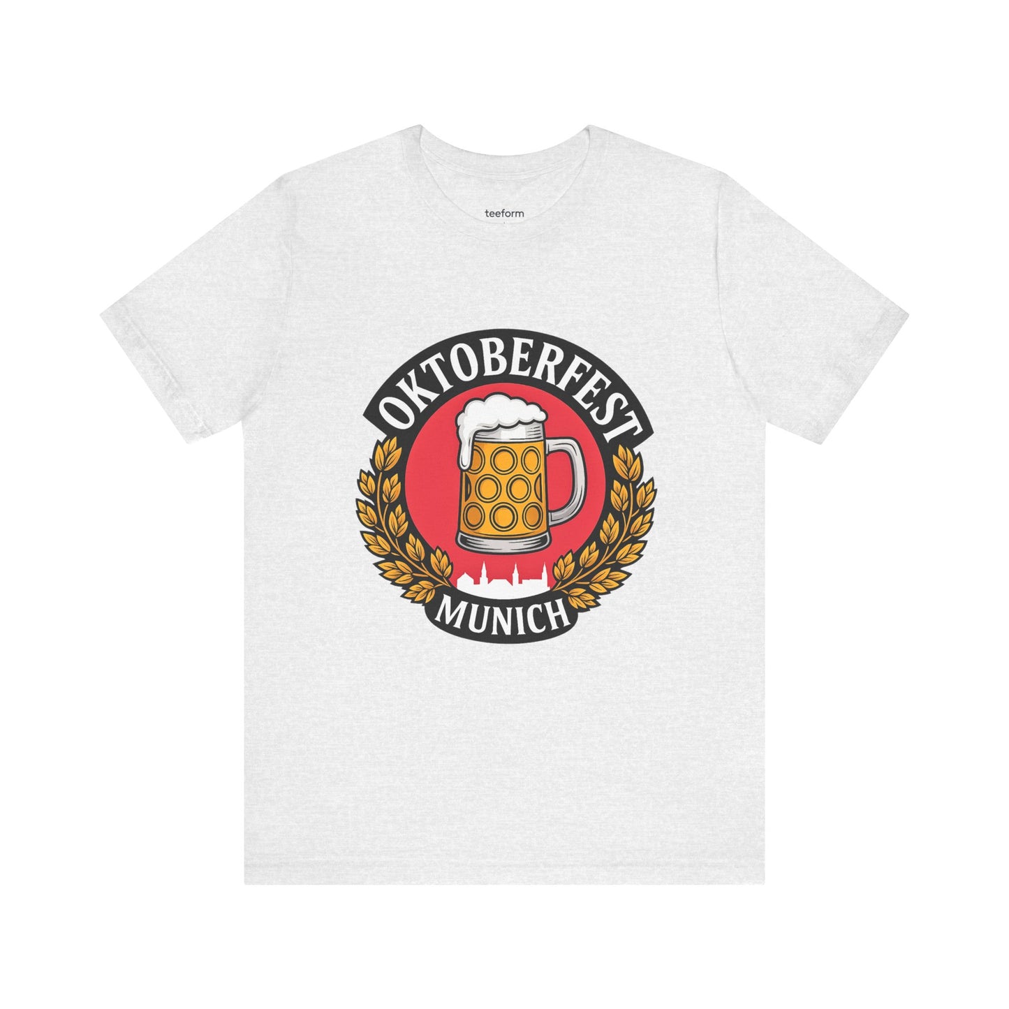 Ash t-shirt with Oktoberfest Munich design featuring a beer mug.