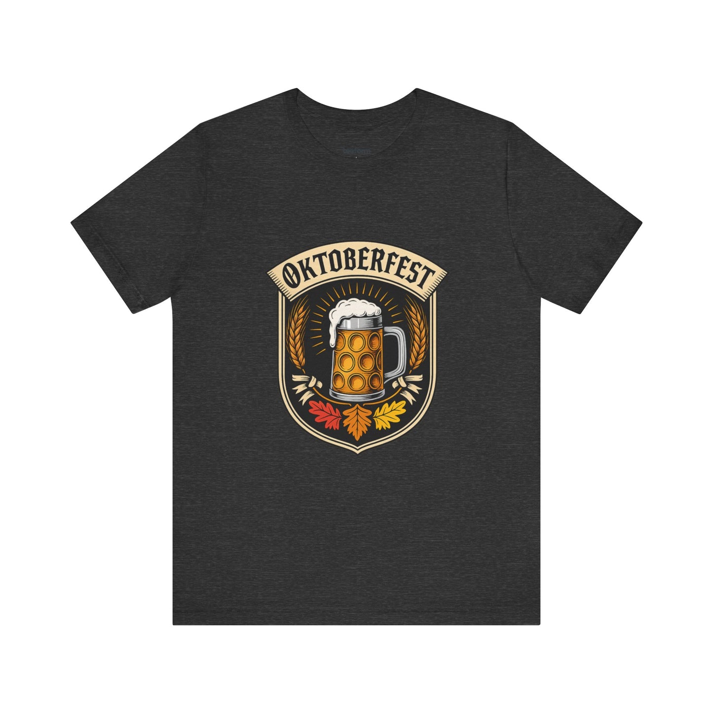 Black t-shirt with Oktoberfest design featuring a beer mug 