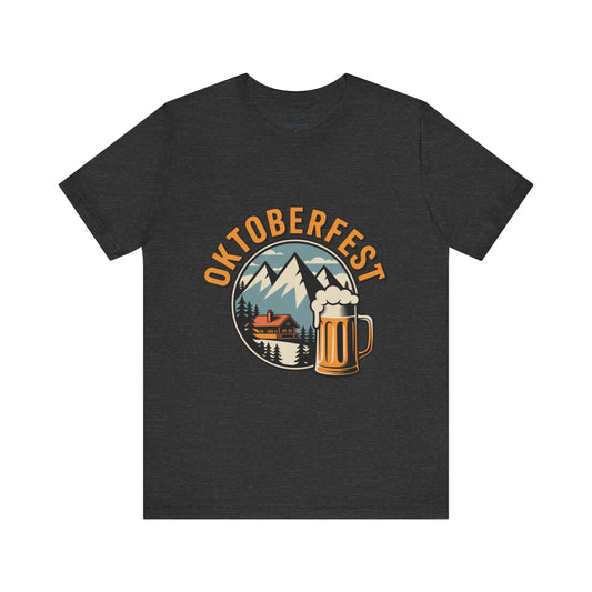 Vintage Oktoberfest T-Shirt | Alpine Mountains & Beer Stein Graphic Tee