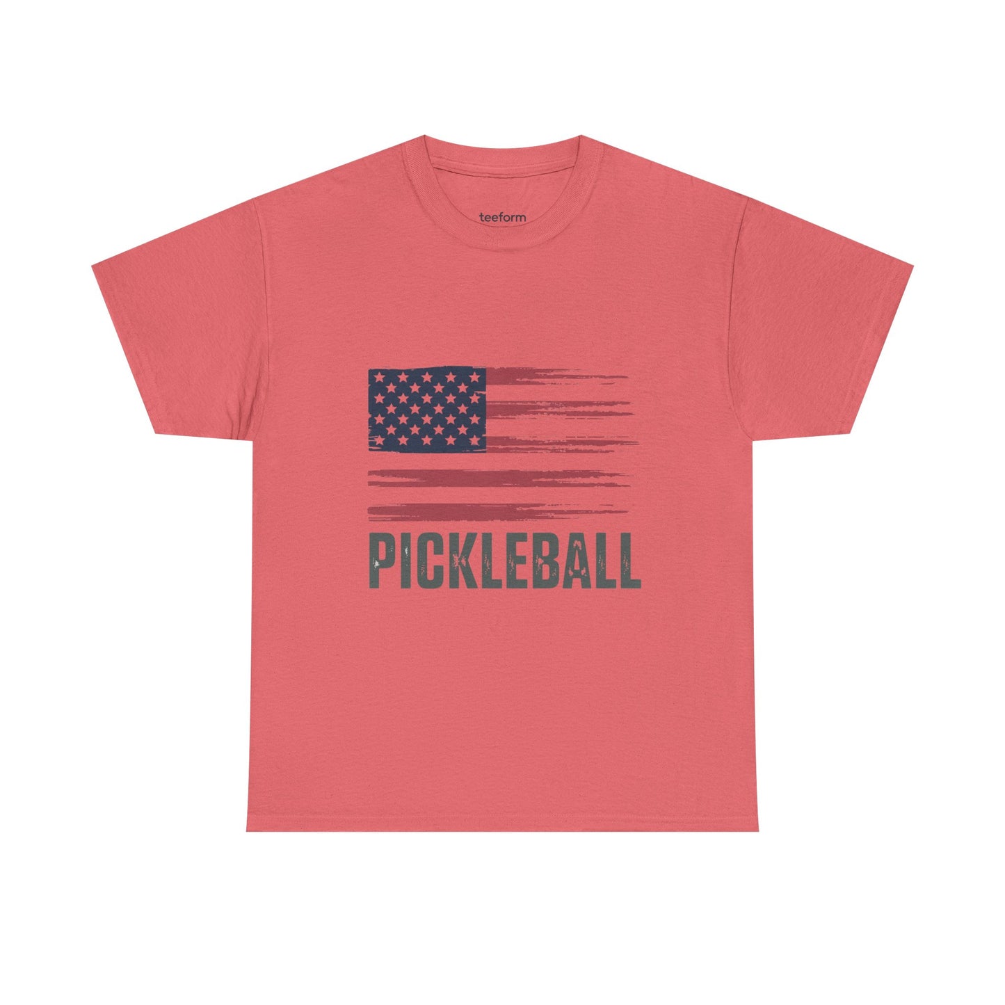 Red t-shirt with American flag and 'Pickleball' text